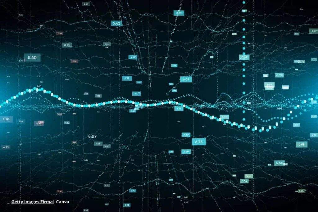 Big Data en agricultura Colombia – visualización digital de datos y gráficas en pantalla futurista