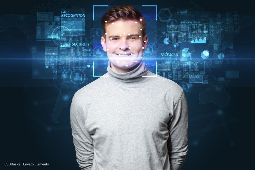 reconocimiento facial, Hombre con reconocimiento facial, Más tecnología